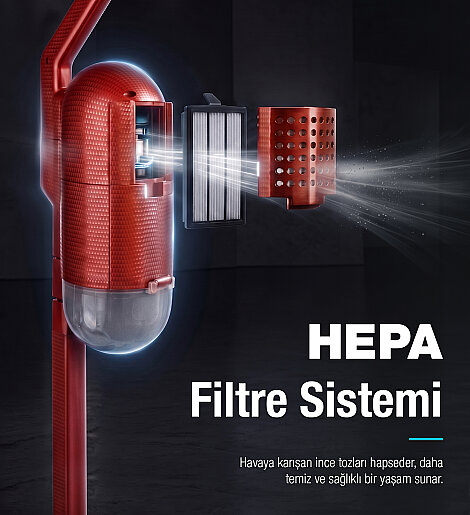 Fantom Pratıc-XL P 1300 Toz Torbasız Dikey Süpürge Kırmızı - 5