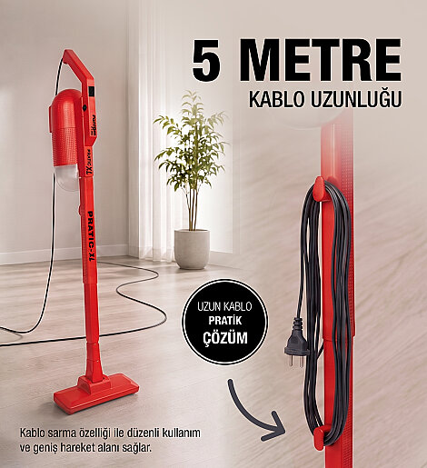 Fantom Pratıc-XL P 1300 Toz Torbasız Dikey Süpürge Kırmızı - 12