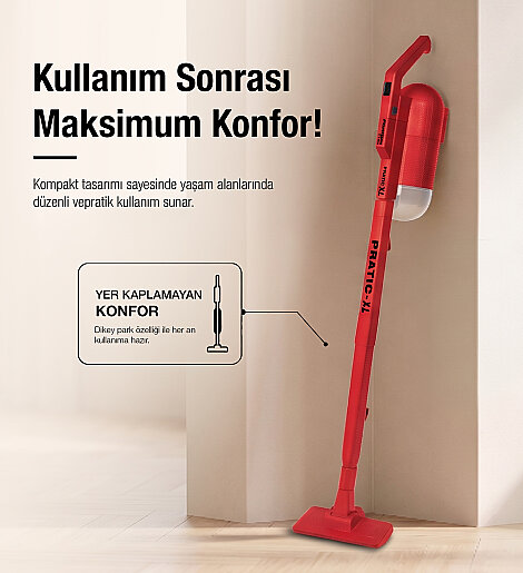 Fantom Pratıc-XL P 1300 Toz Torbasız Dikey Süpürge Kırmızı - 13