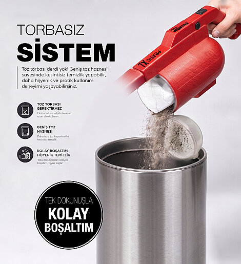 Fantom Pratıc-XL P 1300 Toz Torbasız Dikey Süpürge Kırmızı - 10
