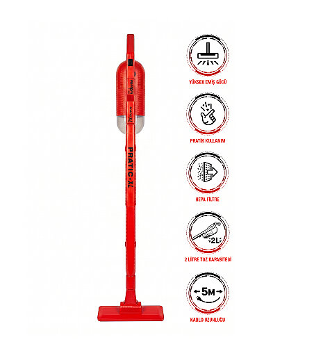 Fantom Pratıc-XL P 1300 Toz Torbasız Dikey Süpürge Kırmızı - FANTOM