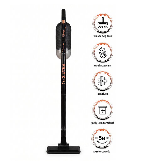 Fantom Pratıc-XL P 1300 Toz Torbasız Dikey Süpürge Siyah - FANTOM