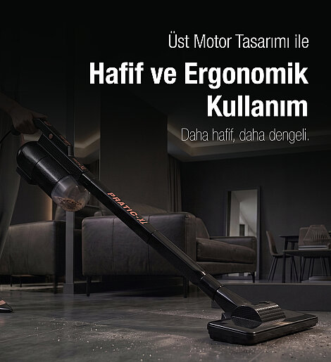 Fantom Pratıc-XL P 1300 Toz Torbasız Dikey Süpürge Siyah - 8