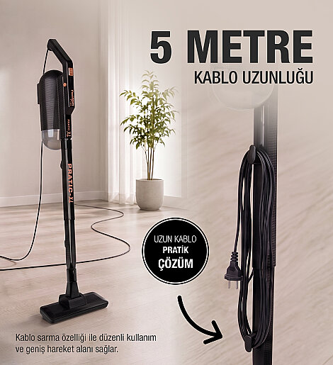 Fantom Pratıc-XL P 1300 Toz Torbasız Dikey Süpürge Siyah - 12