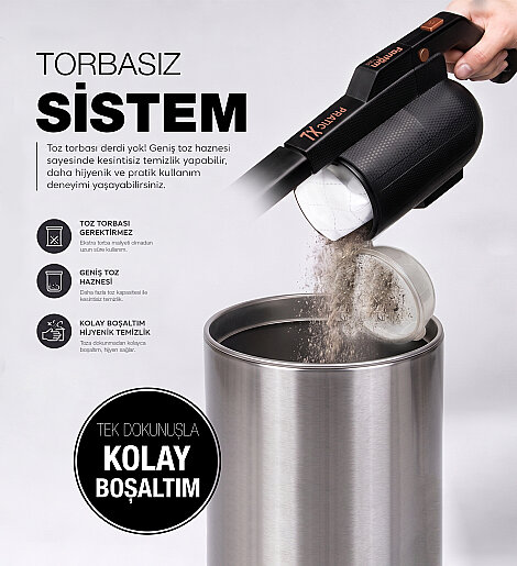Fantom Pratıc-XL P 1300 Toz Torbasız Dikey Süpürge Siyah - 10