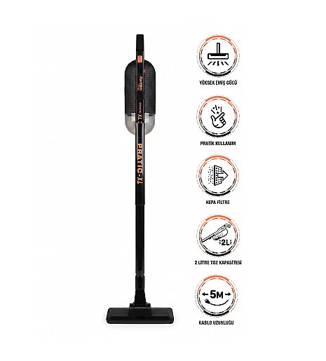 Fantom Pratıc-XL P 1300 Toz Torbasız Dikey Süpürge Siyah - FANTOM