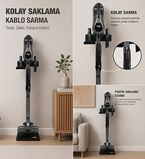 Fantom Provac P 5000 Cyclone Dikey Süpürge Antrasit - 17