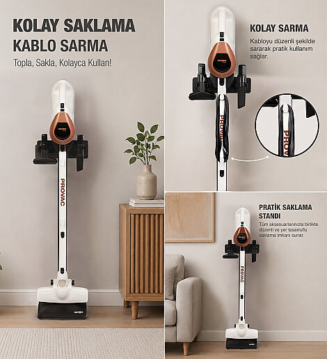 Fantom Provac P 5000 Cyclone Dikey Süpürge Krem - 16